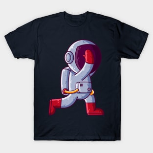 Cute Astronaut Stretching Cartoon T-Shirt